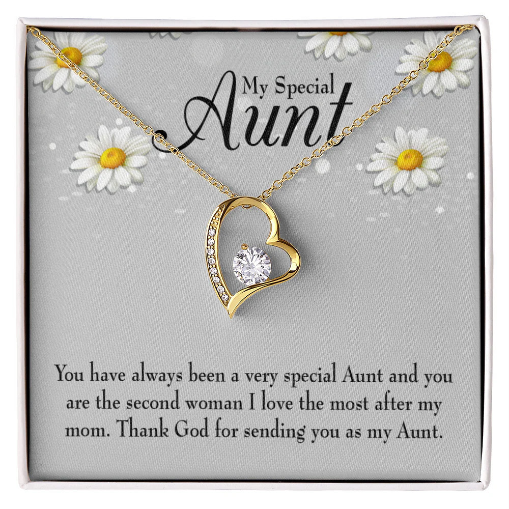 Aunt Special Aunt Forever Love CZ Heart Necklace White Gold Luxury Box
